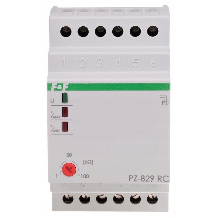 Modul de control nivel lichid F&F PZ-829RC-B, 2x16A, 230V AC, 3 sonde, pentru sina DIN