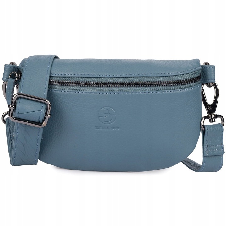 Bellugio valódi bőr táska, szürke, mérete 22x4x12cm, állítható pánttal