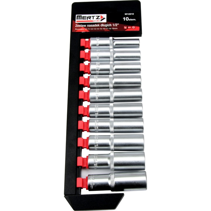 Set chei lungi 1/2", Mertz, 10-19 mm, rezistent la coroziune, 10 bucati