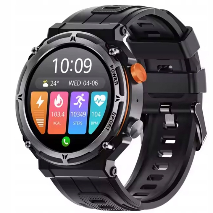 Smartwatch barbati Rubicon Pro, negru, 1.39", 410mAh, Always On Display, Bluetooth Call