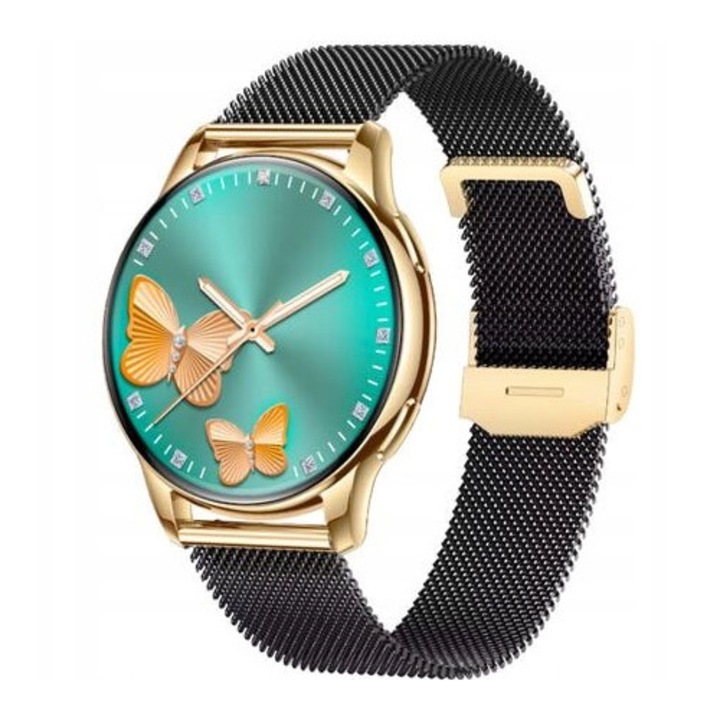 Smartwatch Rubicon RNCF30, zloty, bratara din inox, ecran AMOLED 1.32"