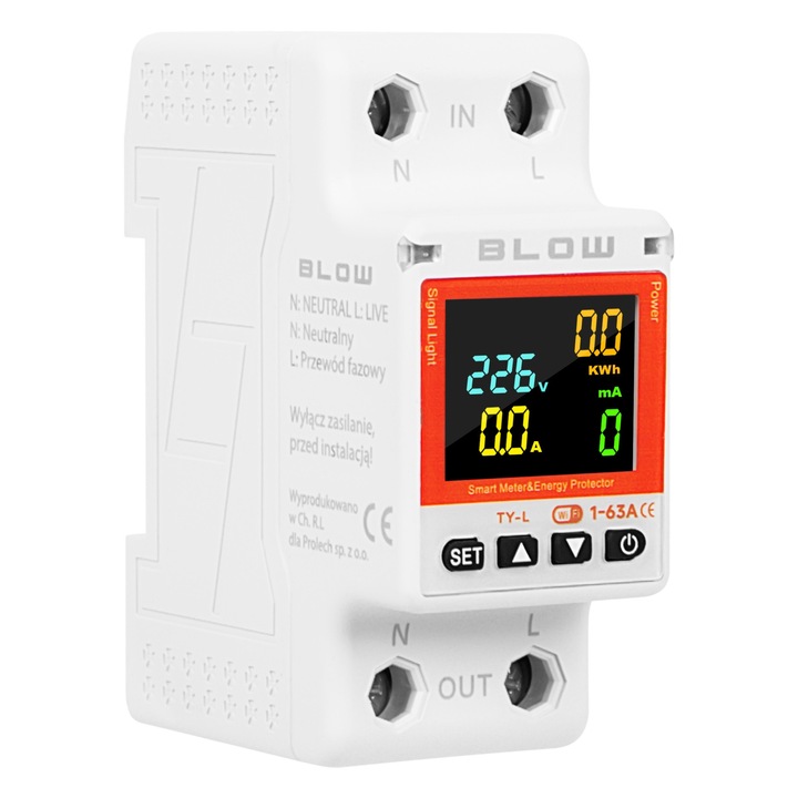 Tablou electric, BLOW, licznic inteligent WiFi 63A, montare pe sina DIN, alimentare retea
