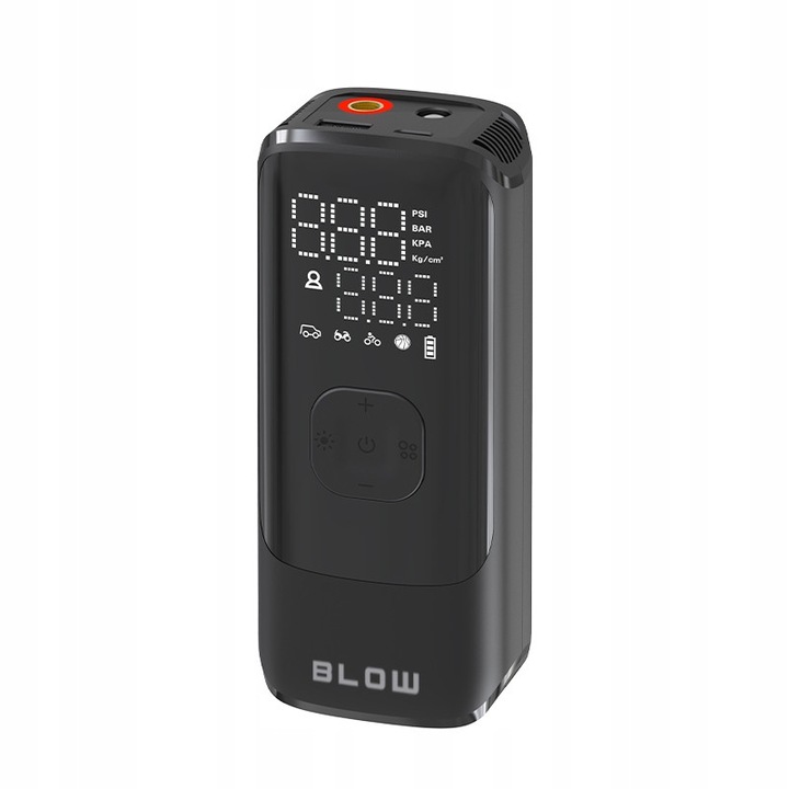 Compresor auto portabil BLOW, 5 moduri de lucru, functie powerbank, 15,3x67x43,5cm, 2-150PSI