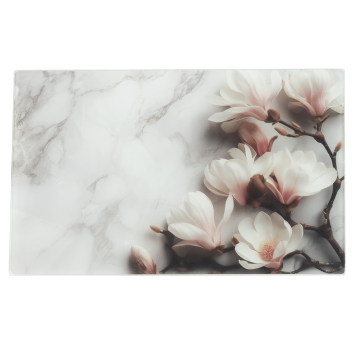 Дъска за рязане от закалено стъкло Festa Italia, модел Магнолия, 20x30см, хигиенична, устойчива на високи температури