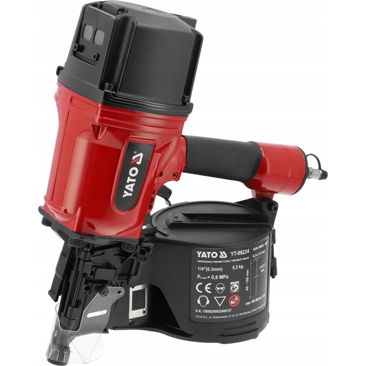 Pistol batut cuie Yato 65-100mm, sistem de incarcare laterala, protectie impotriva prafului, 417x156x336mm