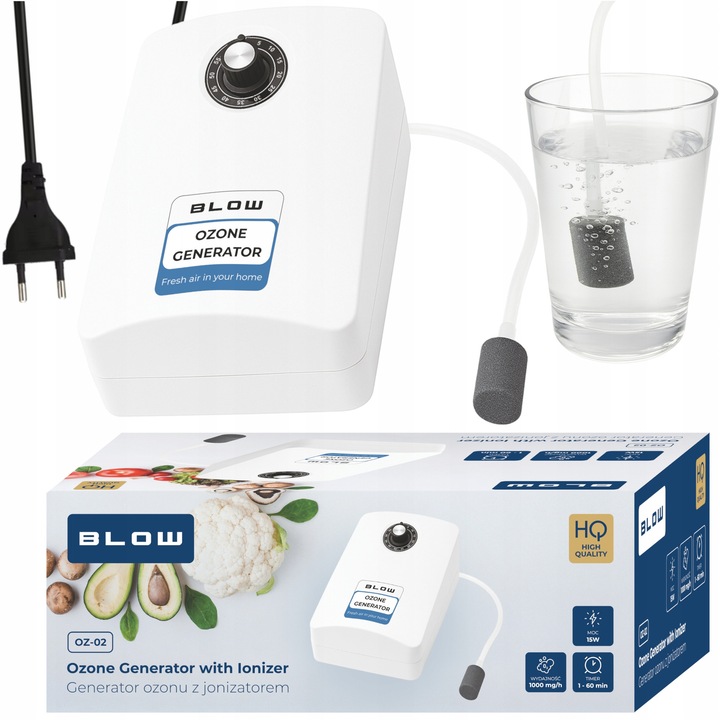 Generator ozon BLOW, dezinfectie apa, alimente, usor de utilizat, pentru uz casnic