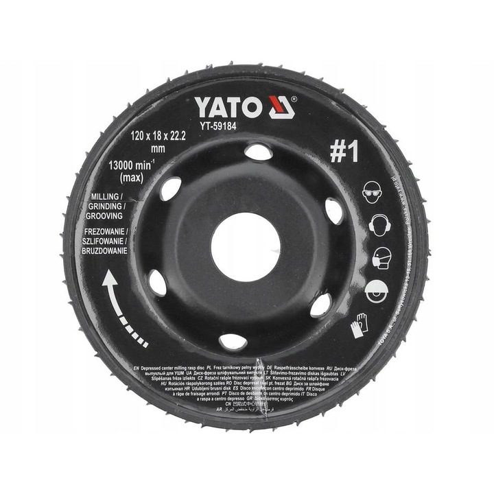 Frez Yato 120x18mm, pentru slefuit si frezat, 13.000 rpm, 22.2mm