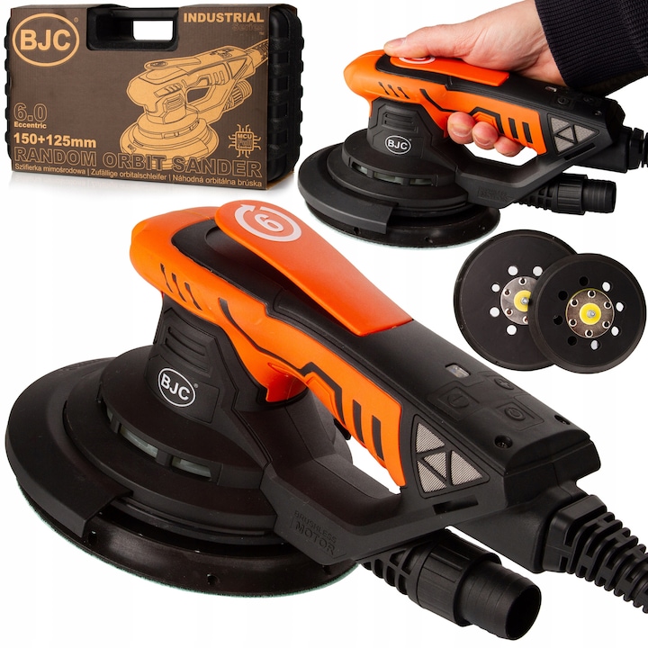 Slefuitor mimosrod BJC, 150 mm, 350W, 3,5m cablu, set complet cu 3 discuri P120