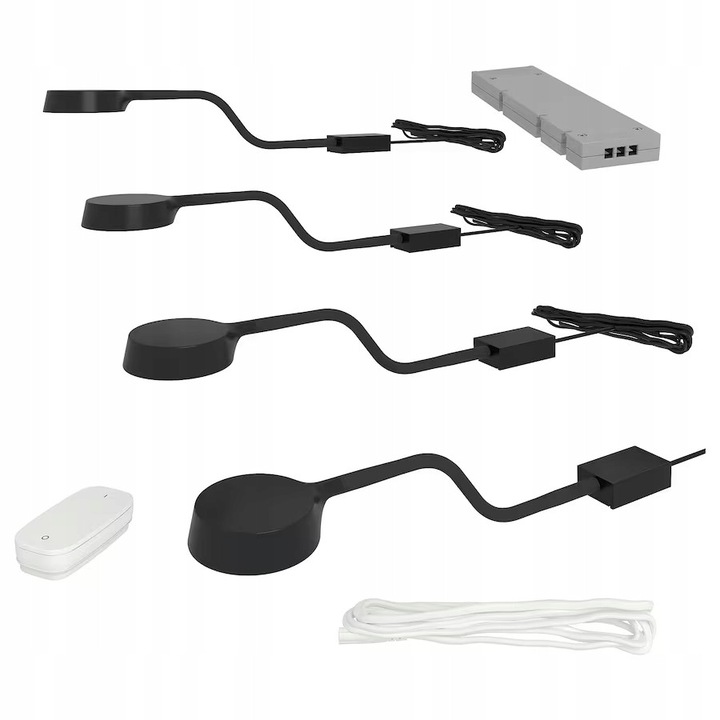 Set iluminat YTBERG / TRADFRI, negru, 4 x iluminat, 1 x dimmer wireless, 1 x cablu 3.5 m, 1 x sursa de alimentare 10W
