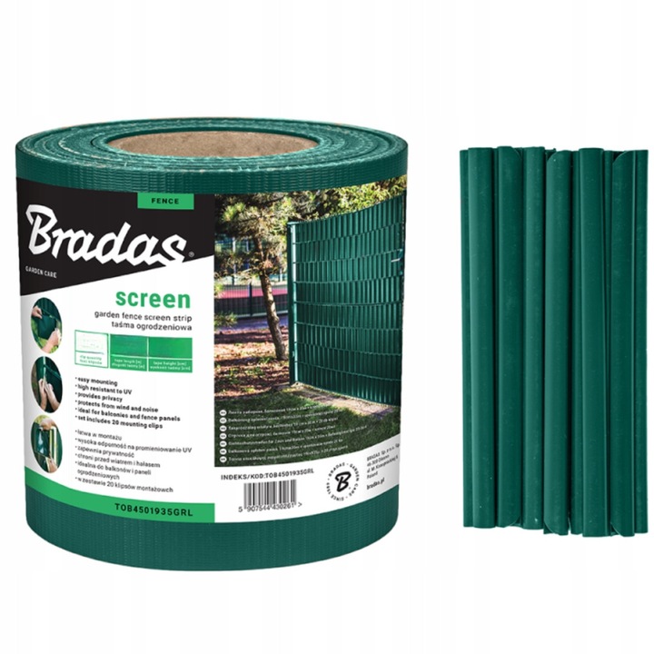 Banda de gard verde 19 cm x 35 m + cleme Bradas