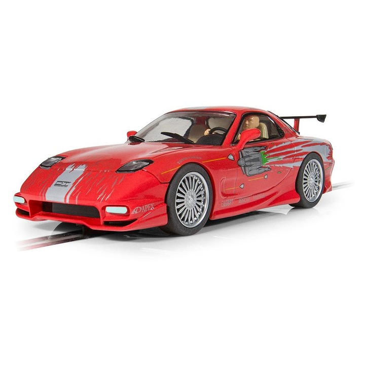 Scalextric Mazda RX-7 Dom Toretto slot autó, piros, 1:32, teljes készlet