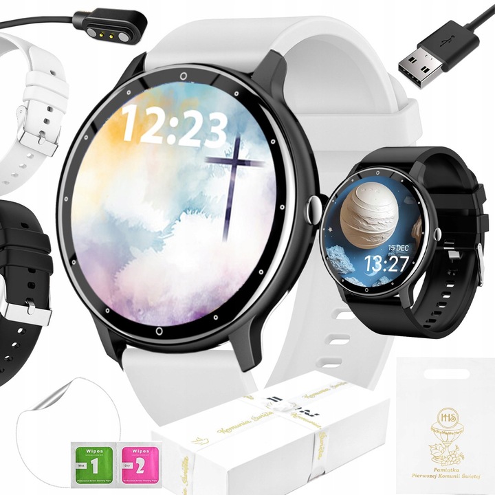 Ceas Smartwatch Rubicon F16, Bluetooth, Monitorizare Puls, Set cu 2 Curele