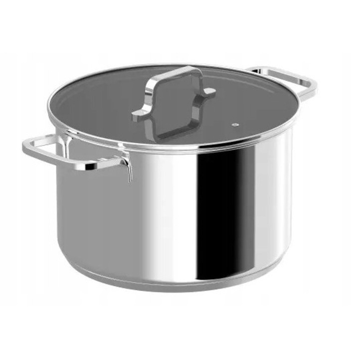 Berghoff Helix edény 24cm, 6L, rozsdamentes acél, üvegfedő