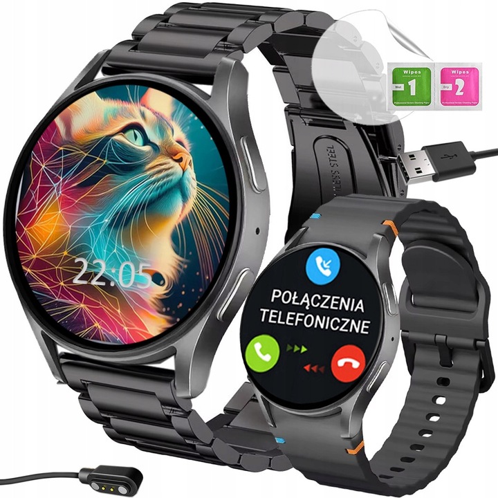 Ceas inteligent, 7 Pro, negru, 44mm, functii de sanatate si sport
