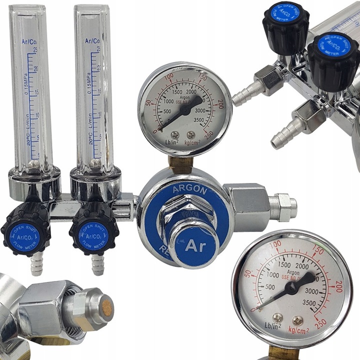 Редуцир вентил за CO2/Аргон Konar, 200 bar, 2 ротаметра, 25 л/мин, 1/4"