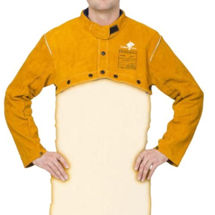 Jacheta scurta de sudura, Weldas, piele de bovina, cusaturi KEVLAR, maro auriu, XL