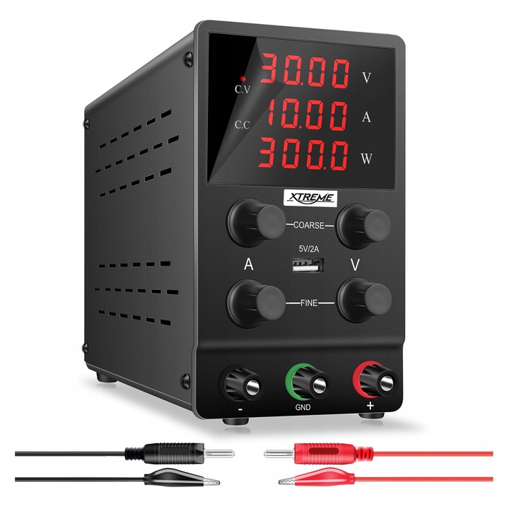 Xtreme laboratóriumi tápegység 120V 3A állítható USB 5V 2A