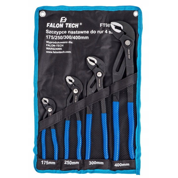 Set de surubelnite ajustabile pentru tevi 4 piese 175-400mm, Falon-Tech, design ergonomic, otel Cr-V