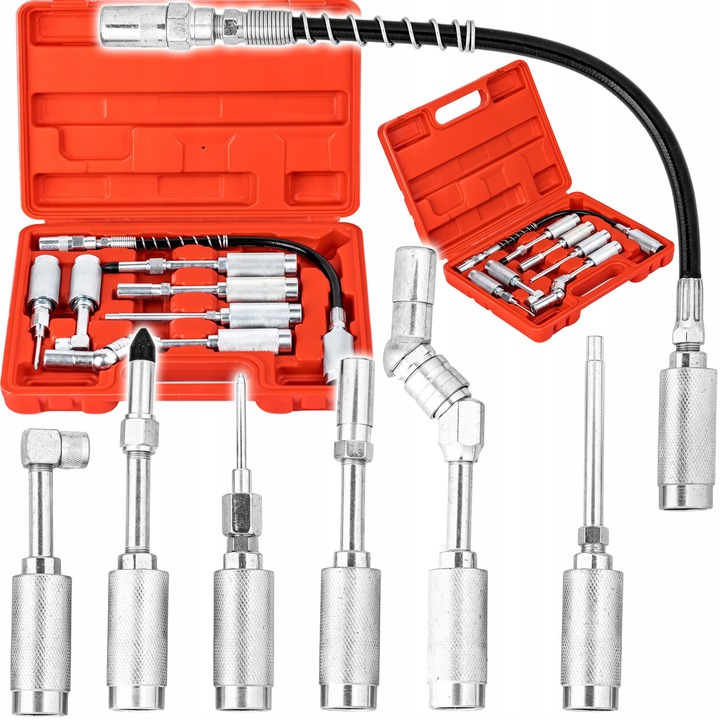 Set accesorii pentru pompa de uns Falon-Tech, 7 elemente, inclusiv adaptoare si prelungiri