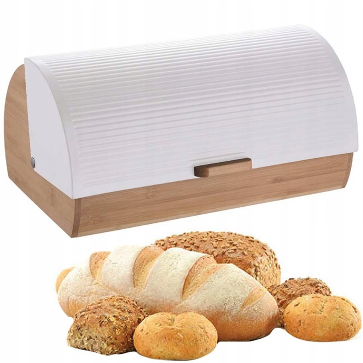 Krisberg bambusz kenyértartó, fehér, 39x28x18.5cm