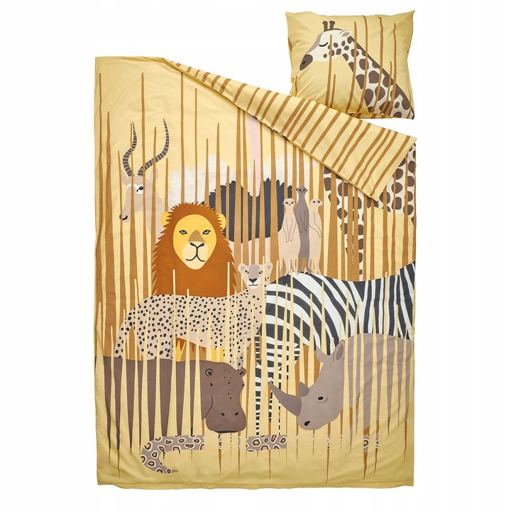 Lenjerie patut set, IKEA, SANDLOPARE, 150x200cm, 50x60cm, galben