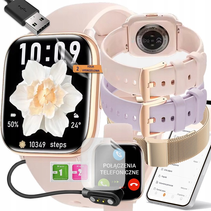 Smartwatch Rubicon AMOLED 1.75", roz