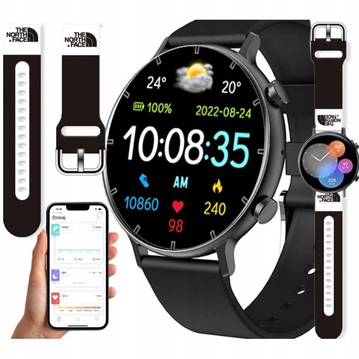 Smartwatch RNCE98, 2 bratari, 1.28", functii avansate, monitorizare sanatate, Robicon