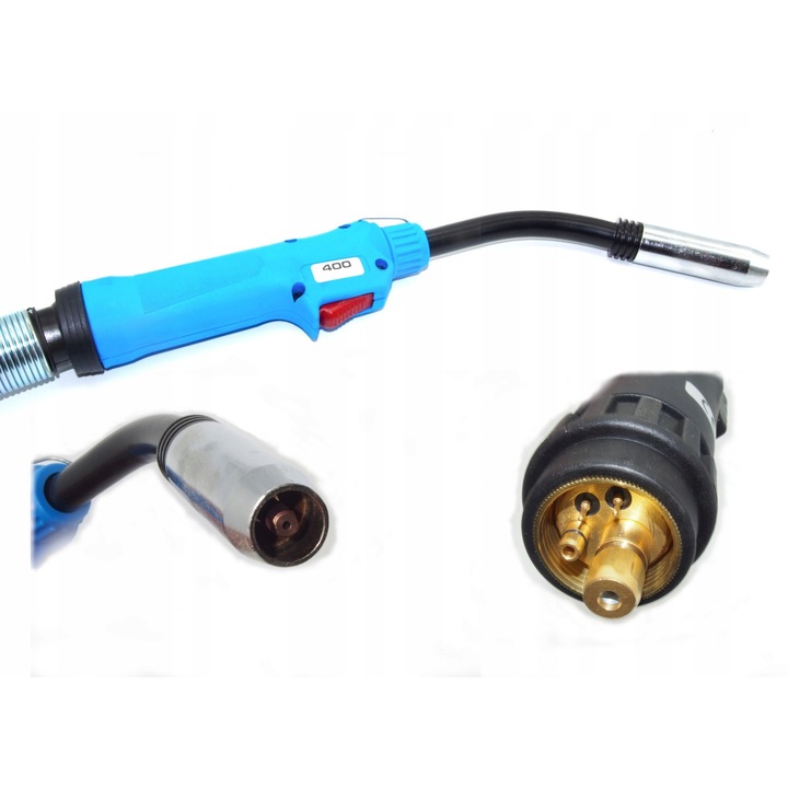 ZASO 400 EURO hegesztőpisztoly, 6,0 m, kompatibilis tömör és porbeles huzallal, gázhűtéses, 400 A