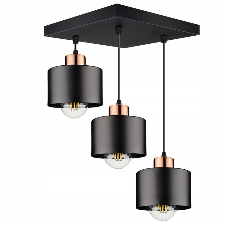 LED полилей Technics Gabriel Loft, 3x E27, матово черен, 30x30cm, регулируема височина 25-70cm