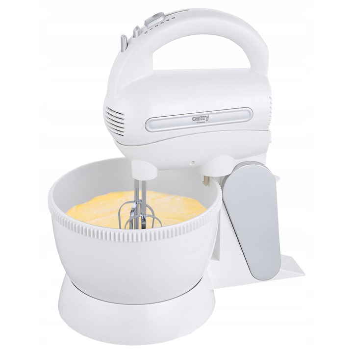 Mikser cu bol rotativ, 600 W, 5 viteze, argintiu