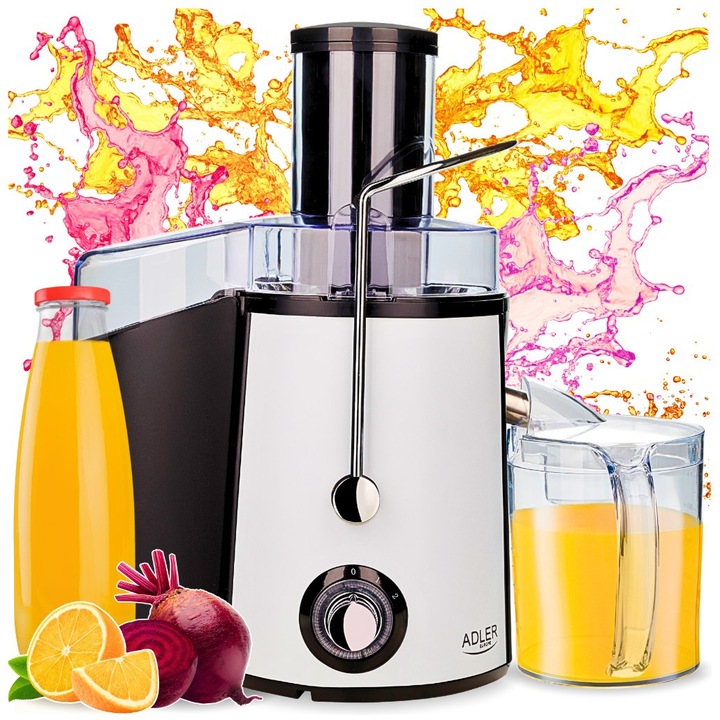 Storcator de suc electric Adler 2000W, design modern, capacitate 1L, alb-negru mat