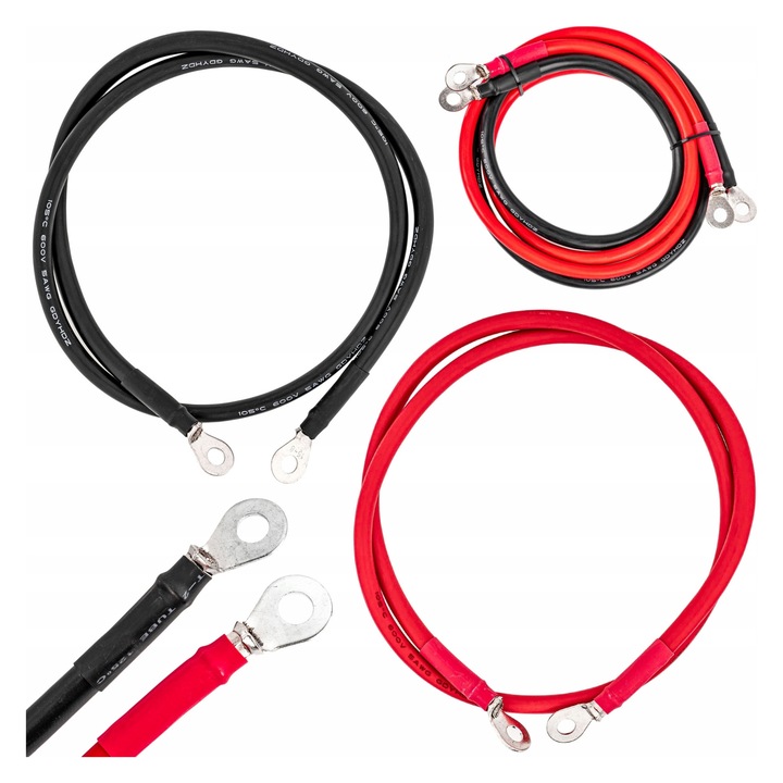 Cabluri de conectare pentru acumulatori VOLT POLSKA, 25 mm2, 1 m, 120 A, 300 V, cu 2 cleme de cupru