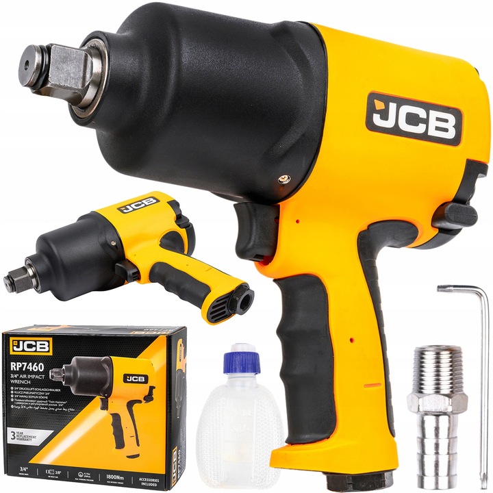 Cheie pneumatica cu impact 3/4" JCB RP7460, 1800Nm, 2kg, TWIN HAMMER, set complet