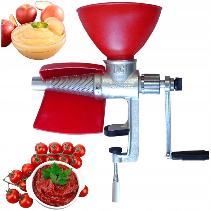 Paradicsompasszírozó gép, Brunbeste, öntöttvas, piros, 37x29cm