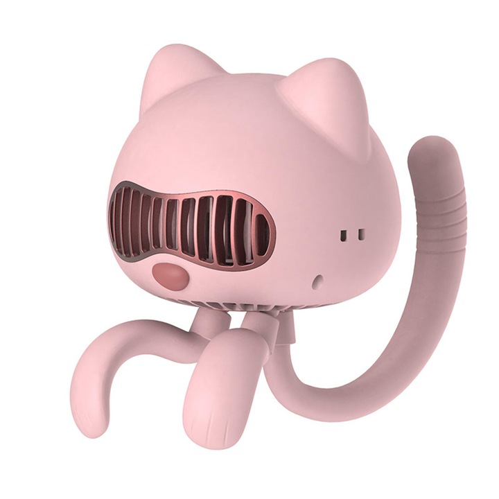 Ventilátor polip, Aiorber, három sebességfokozat, aromaterápiás funkció, fulladásgátló kialakítás, falra szerelhető, nyakba akasztható opció, szúnyogriasztó, rózsaszín