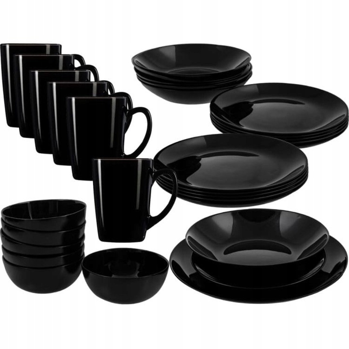 Set masa Luminarc, 30 piese, negru, design modern