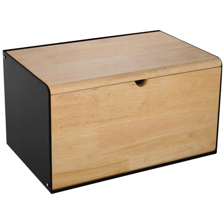 Krisberg ételtároló doboz, fekete/fa, 20x35.5x21.5cm