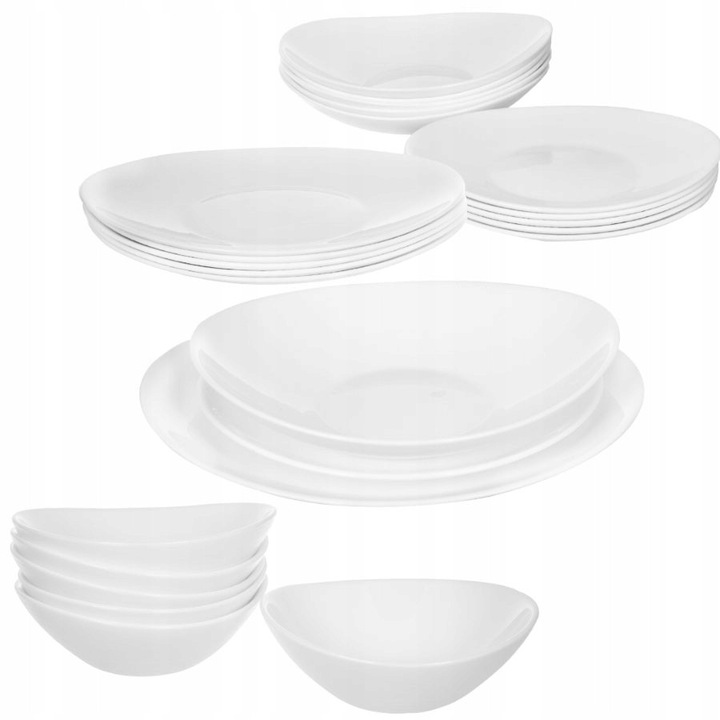 Set masa Bormioli Prometeo, 24 piese, 6 talerze gleboci, 6 talerze obiadowe, 6 salatere, 6 talerze desert, multicolor