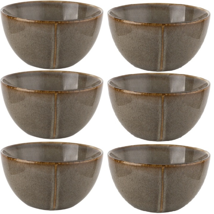 Set 6 boluri Bergen, Florina, portelan, 15 cm, culoare maro