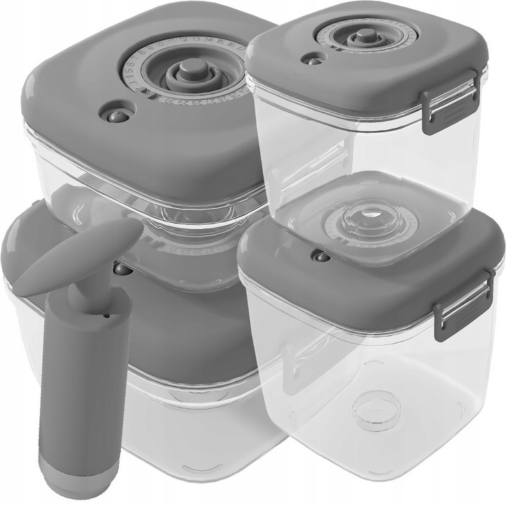 MG Home 4 db vákuumos élelmiszertároló doboz, 2500ml, 1350ml, 1350ml, 650ml, többszínű