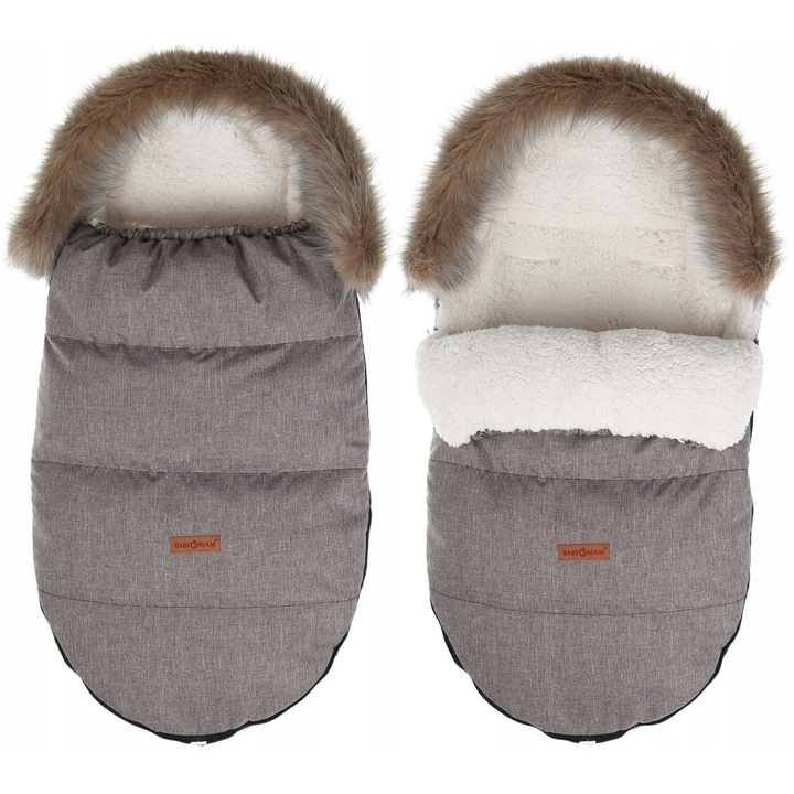 Sac de dormit Babymam, cappuccino, 90x45cm, impermeabil, cu doua fermoare, captusit