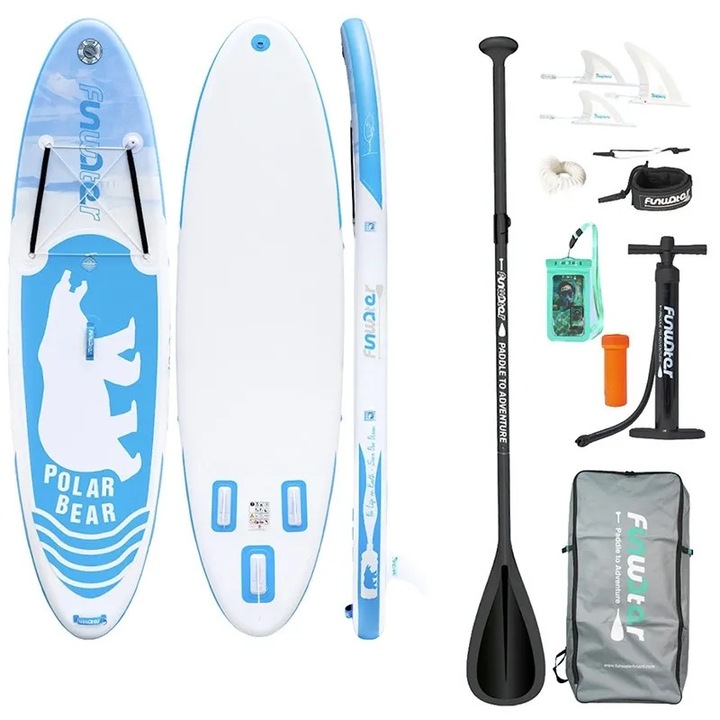 Дъска за уиндсърф Funwater SUPFW07A, 350x85x15cm, с противоскользяща повърхност, включен комплект аксесоари