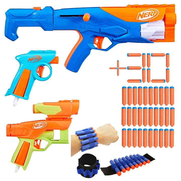 Pistol de jucarie Nerf N1 N Series, set cu colimator, bratara, sageti