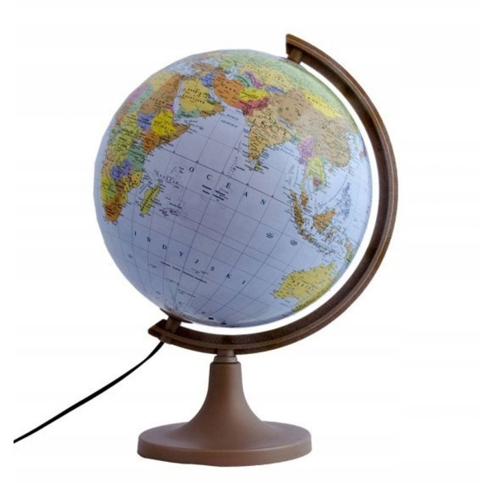 Globus politic Zachem 32 cm, plastic, baza aurie, dimensiuni 32x47cm