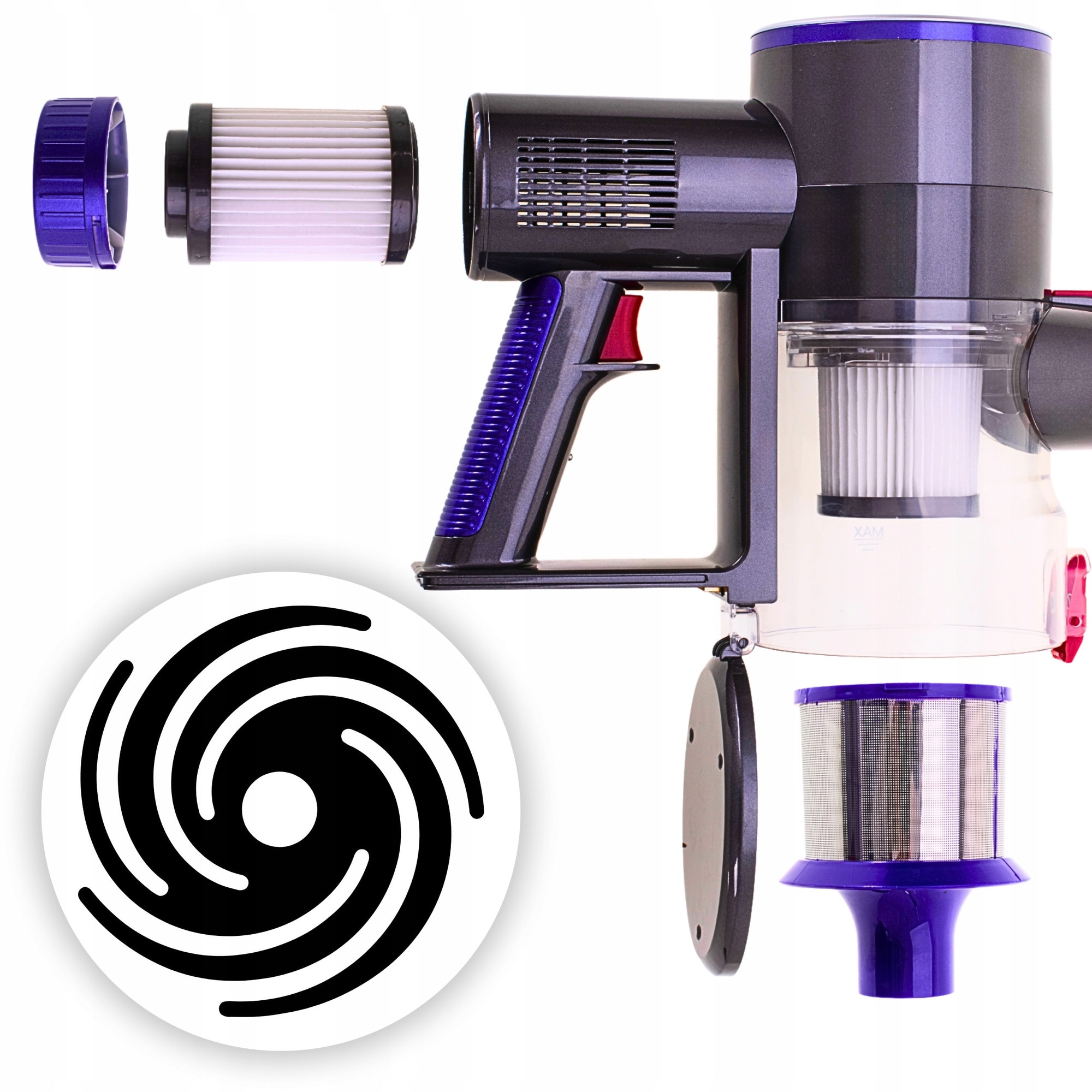 Aspirator vertical fara fir ADLER, 600W, filtru HEPA H13, set complet accesorii, lavanda