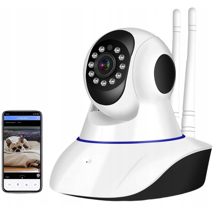 Camera de supraveghere IP HD rotativa TOP, 2MP, audio bidirectional, alb