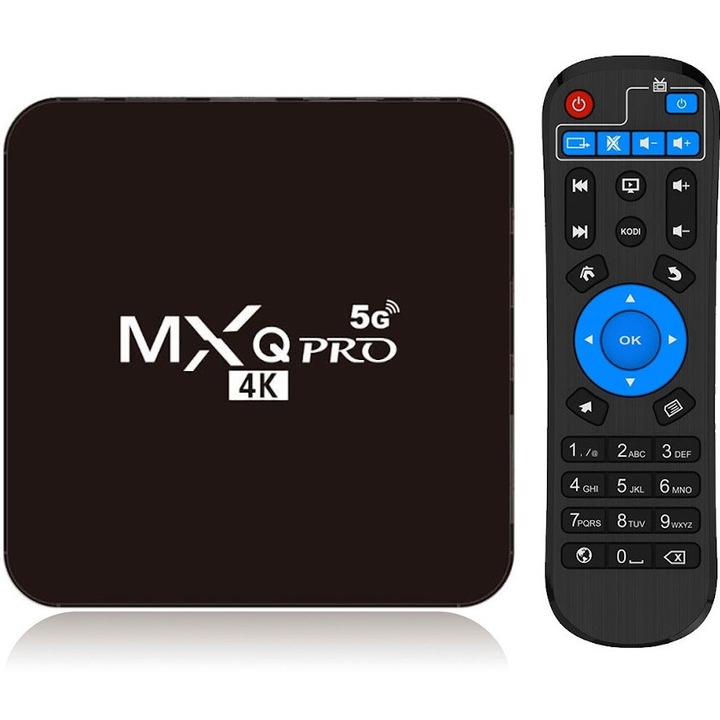 Set TV BOX MXQ Pro 4K, 2GB RAM, 16GB, WiFi dual, HDMI, 12x12x2cm
