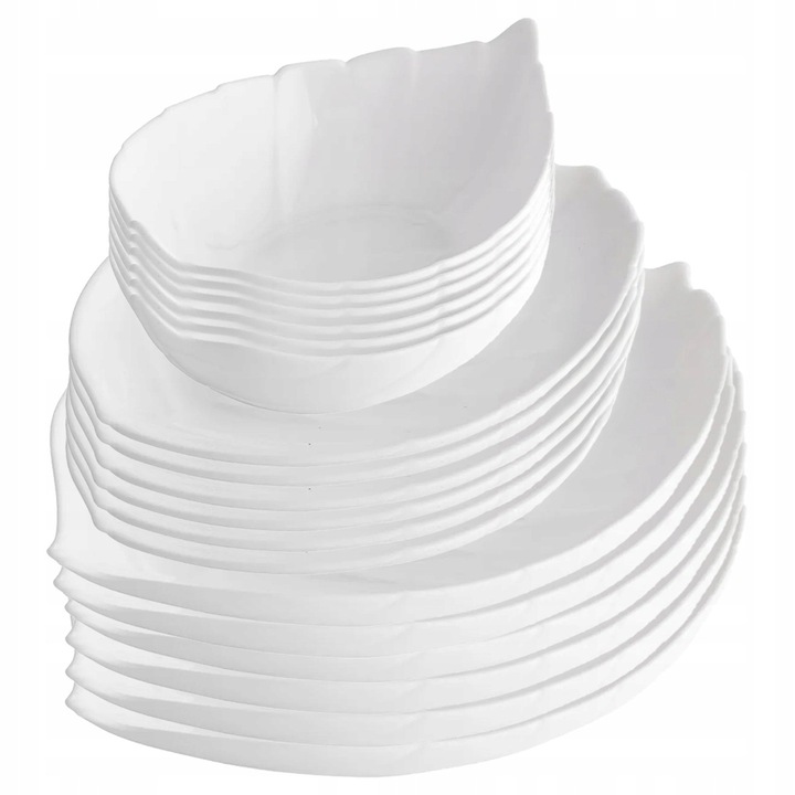 Set serivici de masa Lisc, 6 persoane, Altom Design, alb, posibilitate de utilizare in masina de spalat vase si cuptor cu microunde