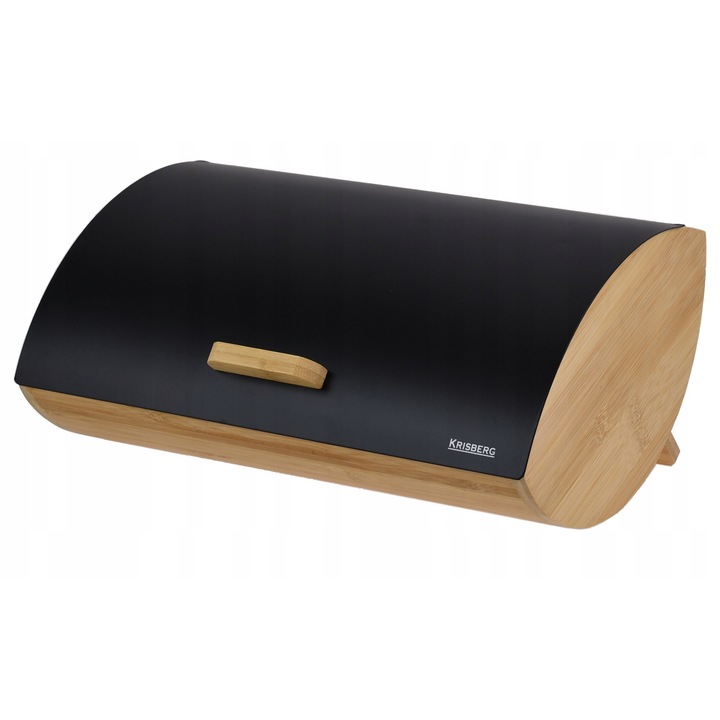 Kassel Bambusz Kenyértartó 93511, matt fekete fedél, 35x25x15,5cm