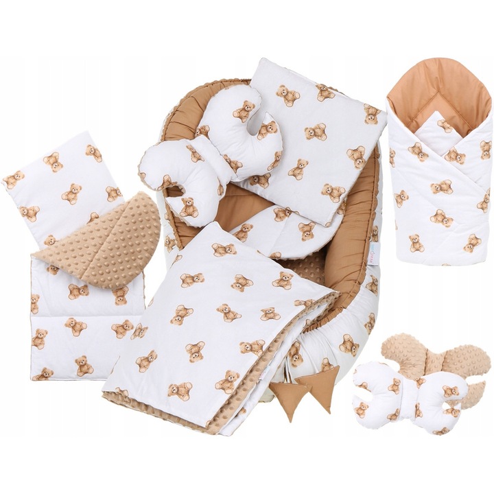 Set PREMIUM 7 in 1 Kokon pentru bebelusi Babymam, bumbac, 110x65x14cm, multicolor